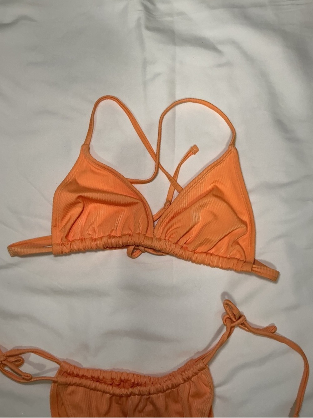 Orange Ribbed Tie-Side Bikini Set - Women Intimates & Sleepwear - Picture 2 of 8